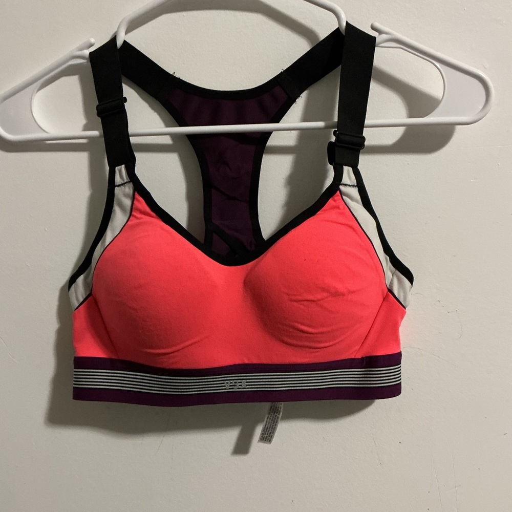 Victoria's Secret Neon Pink and Deep Purple Sports Bra